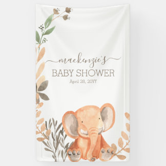 Wasserfarbe Elephant Safari Babydusche Banner