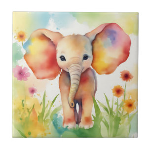 Wasserfarbe Elephant Serene farbenfroh Fliese