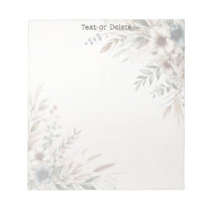 Wasserfarbe Elfenbeinblaue Blumen Notepad Notizblock
