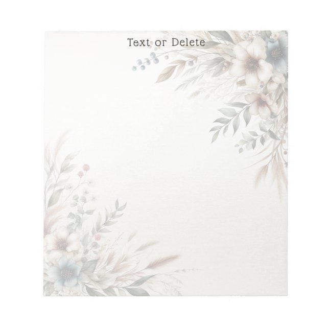 Wasserfarbe Elfenbeinblaue Blumen Notepad Notizblock (Vorderseite)