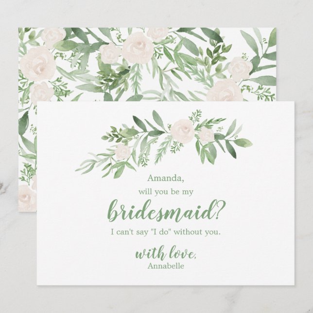 Wasserfarbe Elfenbeinküste Rose Hochzeit meine Bra Einladung (Vorne/Hinten)