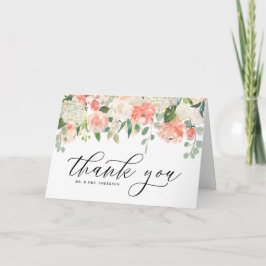 Wasserfarbe Elfenbeinpfirsich und Hydrangea Hochze Dankeskarte