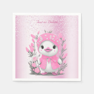 Wasserfarbe Ente Rosa Blume Napkins Serviette