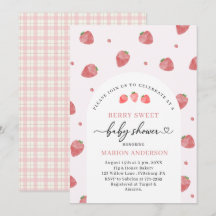 Wasserfarbe Erdbeere Babydusche Einladung