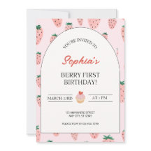 Wasserfarbe Erdbeere Berry Erster Geburtstag
