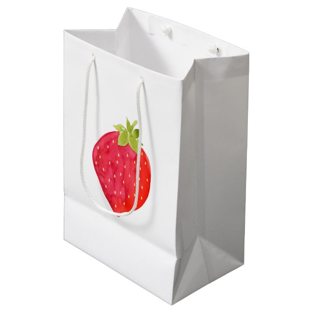 Wasserfarbe Erdbeere Mittlere Geschenktüte (Vorderseite Schrägansicht)