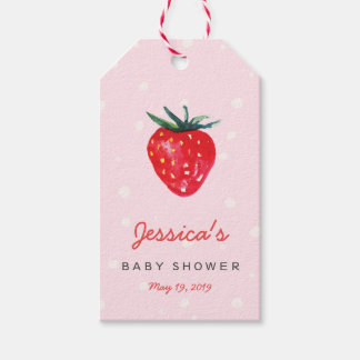 Wasserfarbe Erdbeere Personalisierte Babydusche Geschenkanhänger
