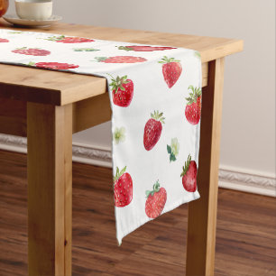 Wasserfarbe Erdbeeren Blume Obst und Erdbeeren Mittelgroßer Tischläufer