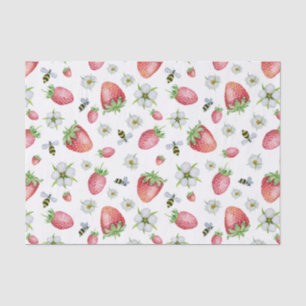 Wasserfarbe Erdbeeren Früchte, Bienen und Blume Seidenpapier