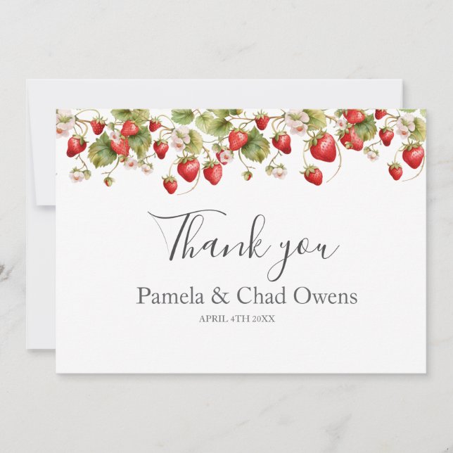 Wasserfarbe Erdbeeren Hochzeit Danke (Vorderseite)