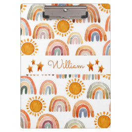 Wasserfarbe Erde Moderne Boho Regenbogen Name Klemmbrett