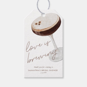 Wasserfarbe Espresso Martini Brautparty Gefallen Geschenkanhänger