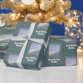 Wasserfarbe Evergreen Trees Grußname Geschenkpapier