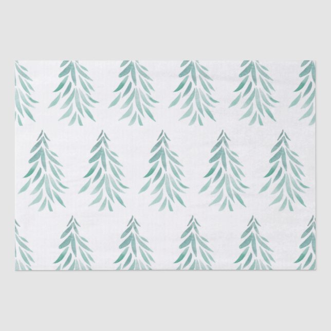 Wasserfarbe Evergreen Trees Pinselstriche 3 Seidenpapier (Vorderseite)