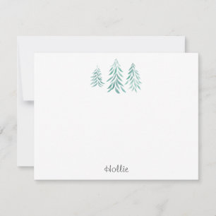 Wasserfarbe Evergreen Trees Pinselstriche Mitteilungskarte