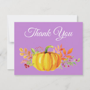 Wasserfarbe Fall Pumpkin Lila Danke Karte