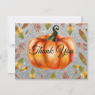 Wasserfarbe Fall Pumpkin Silver Glitzer Orange Dankeskarte