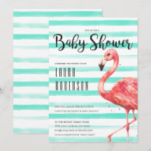 Wasserfarbe Flamingo Minze Streifen | Babydusche