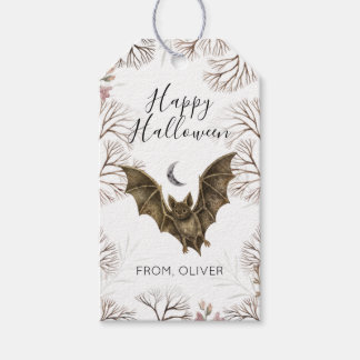 Wasserfarbe-Fledermaus-Botanik-Happy-Halloween-Ges Geschenkanhänger