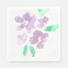 Wasserfarbe Florals Handgemalt Gemustert Lila Serviette