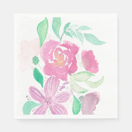 Wasserfarbe Florals Handgemalt Gemustert Napkins Serviette