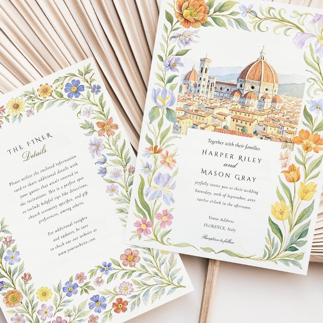 Wasserfarbe Florenz Hochzeit Toskana Einladung (Von Creator hochgeladen)