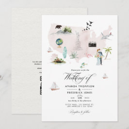Wasserfarbe Florida USA Ziel QR Code Hochzeit Einladung