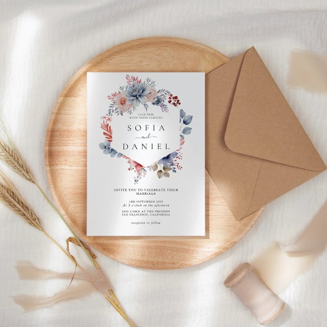 Wasserfarbe Flüstern Blumen Rahmen Hochzeit Einladung (Von Creator hochgeladen)