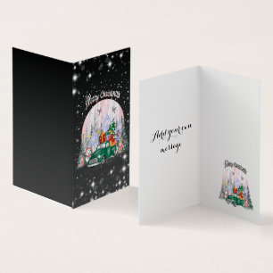 Wasserfarbe frohe Weihnachten, Auto der Geschenke