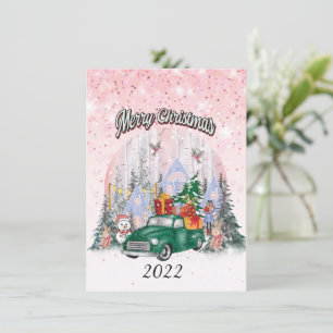 Wasserfarbe frohe Weihnachten, Auto der Geschenke Feiertagskarte