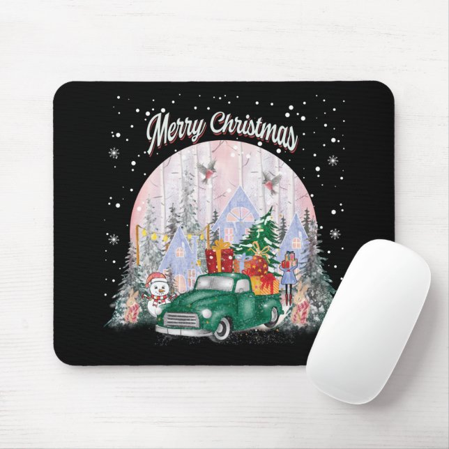 Wasserfarbe frohe Weihnachten, Auto der Geschenke Mousepad (Mit Mouse)