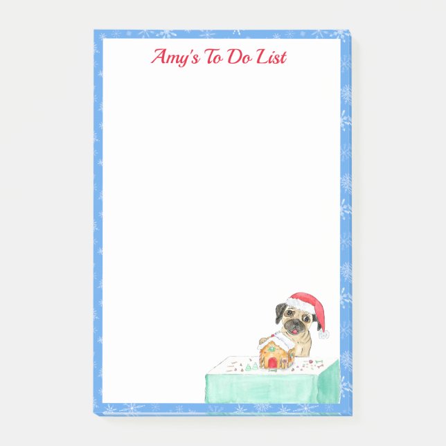 Wasserfarbe frohe Weihnachten Französischer Bulldo Post-it Klebezettel (Vorderseite)