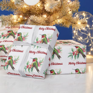 Wasserfarbe Frohe Weihnachten Hummingbird Geschenkpapier