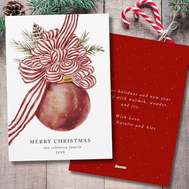 Wasserfarbe Frohe Weihnachten Roter Bow Ornament (Von Creator hochgeladen)