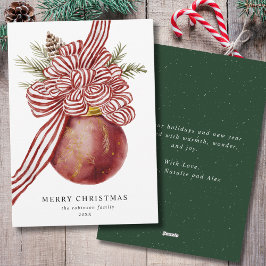 Wasserfarbe Frohe Weihnachten Roter Bow Ornament G