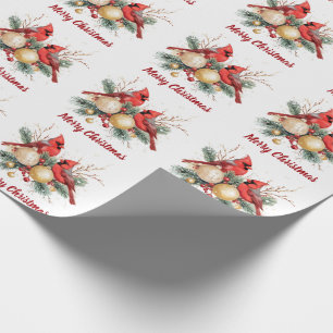 Wasserfarbe Frohe Weihnachten Roter Kardinal & Ber Geschenkpapier