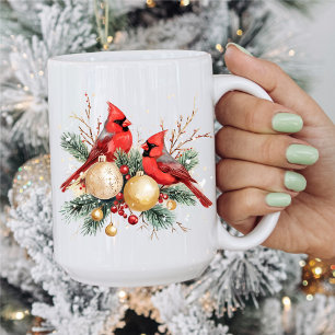 Wasserfarbe Frohe Weihnachten Roter Kardinal & Ber Kaffeetasse
