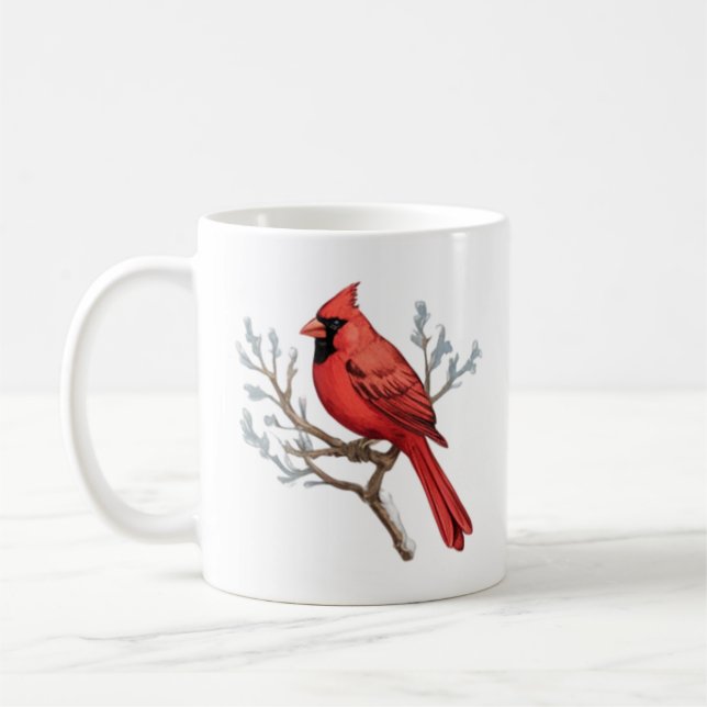 Wasserfarbe Frohe Weihnachten Roter Kardinal Kaffeetasse (Links)