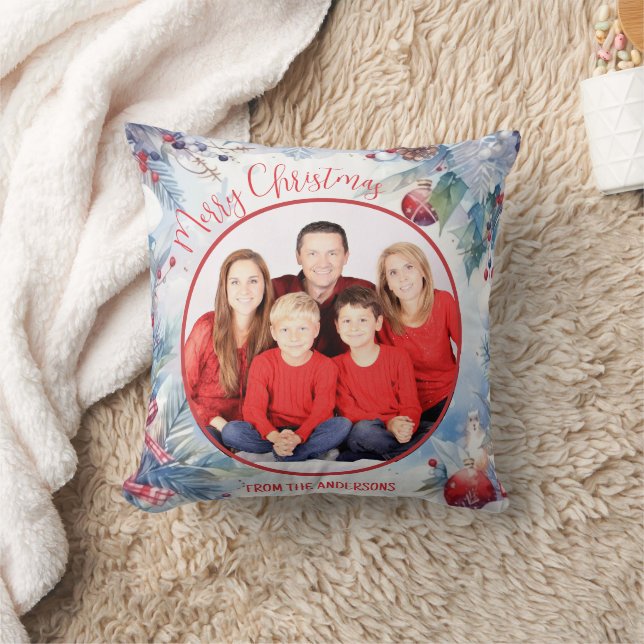 Wasserfarbe Frohe Weihnachts-Winter-Grenzgebirge F Kissen (Decke)