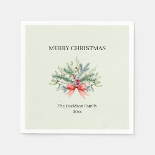 Wasserfarbe Frohe Weihnachtsfamiliengrün Serviette