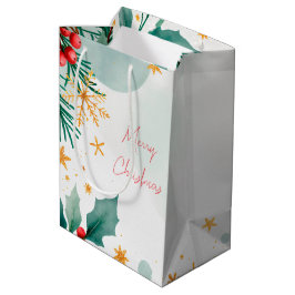 Wasserfarbe Frohe Weihnachtsgeschenktasche - Elega Mittlere Geschenktüte
