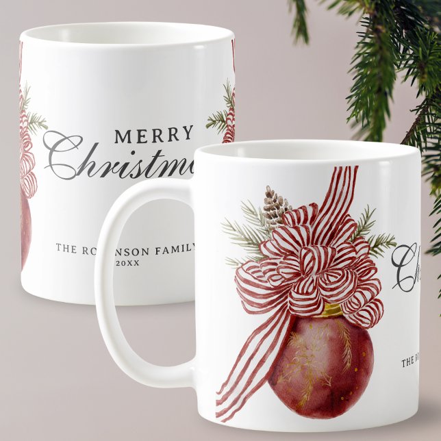 Wasserfarbe Frohe Weihnachtsschmuck Strippenbow Kaffeetasse (Von Creator hochgeladen)