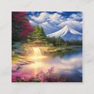 Wasserfarbe Fuji ist der höchste Berg Japans Quadratische Visitenkarte