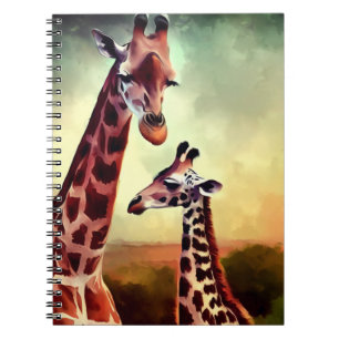 Wasserfarbe für Mama- und Baby-Giraffe, Notizblock
