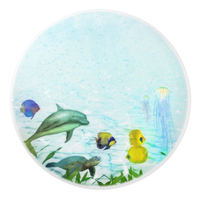 Wasserfarbe für Meerestiere Keramikknauf (Vorderseite)