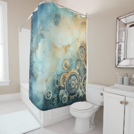 Wasserfarbe für Steampengeere - Uhrwerk Duschvorhang