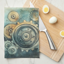 Wasserfarbe für Steampengeere - Uhrwerk Geschirrtuch