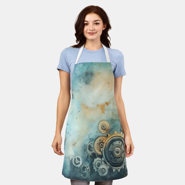 Wasserfarbe für Steampengeere - Uhrwerk Schürze (Getragen)