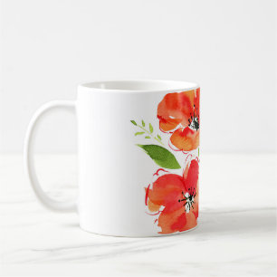 Wasserfarbe für Ziermohnchen: Abgeschieden Bouquet Kaffeetasse