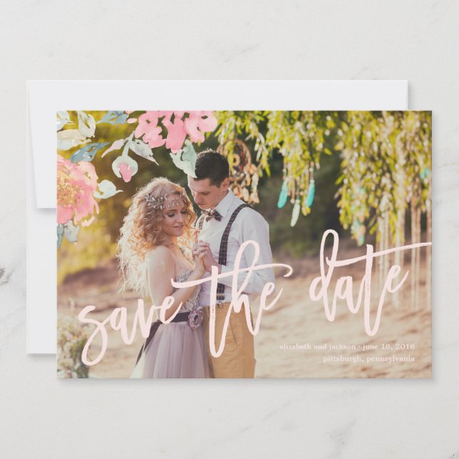 WASSERFARBE GARDEN WEDD Save the Date Karte (Vorderseite)
